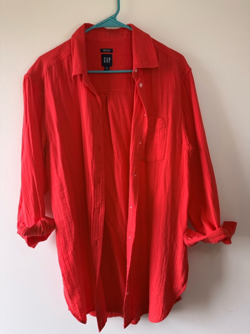 GAP Red Set Gauze Button-Up Shirt and Shorts